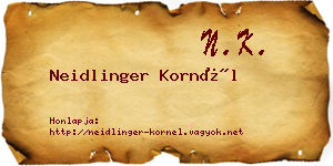 Neidlinger Kornél névjegykártya